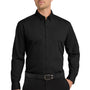 Port Authority Mens Carefree Stain Resistant Long Sleeve Button Down Shirt w/ Pocket - Deep Black