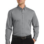 Port Authority Mens Carefree Stain Resistant Long Sleeve Button Down Shirt w/ Pocket - Gusty Grey