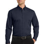 Port Authority Mens Carefree Stain Resistant Long Sleeve Button Down Shirt w/ Pocket - River Navy Blue
