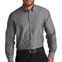 Port Authority Mens Chambray Easy Care Long Sleeve Button Down Shirt w/ Pocket - Deep Black - Closeout
