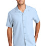 Port Authority Mens Performance Moisture Wicking Short Sleeve Button Down Camp Shirt w/ Pocket - Cloud Blue - Closeout