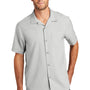 Port Authority Mens Performance Moisture Wicking Short Sleeve Button Down Camp Shirt w/ Pocket - Silver Grey - Closeout