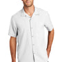 Port Authority Mens Performance Moisture Wicking Short Sleeve Button Down Camp Shirt w/ Pocket - White - Closeout