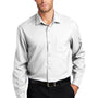 Port Authority Mens Performance Moisture Wicking Long Sleeve Button Down Shirt w/ Pocket - White - Closeout