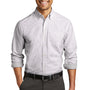 Port Authority Mens SuperPro Wrinkle Resistant Long Sleeve Button Down Shirt w/ Pocket - Gusty Grey/White - Closeout