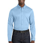 Port Authority Mens SuperPro Wrinkle Resistant React Long Sleeve Button Down Shirt w/ Pocket - Cloud Blue