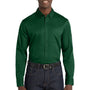 Port Authority Mens SuperPro Wrinkle Resistant React Long Sleeve Button Down Shirt w/ Pocket - Dark Green