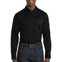 Port Authority Mens SuperPro Wrinkle Resistant React Long Sleeve Button Down Shirt w/ Pocket - Deep Black