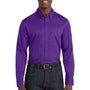 Port Authority Mens SuperPro Wrinkle Resistant React Long Sleeve Button Down Shirt w/ Pocket - Purple