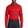 Port Authority Mens SuperPro Wrinkle Resistant React Long Sleeve Button Down Shirt w/ Pocket - Rich Red