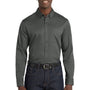 Port Authority Mens SuperPro Wrinkle Resistant React Long Sleeve Button Down Shirt w/ Pocket - Storm Grey