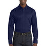 Port Authority Mens SuperPro Wrinkle Resistant React Long Sleeve Button Down Shirt w/ Pocket - True Navy Blue