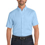 Port Authority Mens SuperPro Wrinkle Resistant React Short Sleeve Button Down Shirt w/ Pocket - Cloud Blue