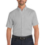 Port Authority Mens SuperPro Wrinkle Resistant React Short Sleeve Button Down Shirt w/ Pocket - Gusty Grey