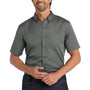 Port Authority Mens SuperPro Wrinkle Resistant React Short Sleeve Button Down Shirt w/ Pocket - Storm Grey