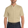 Port Authority Mens SuperPro Wrinkle Resistant React Short Sleeve Button Down Shirt w/ Pocket - Wheat