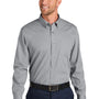 Port Authority Mens Nailhead Easy Care Long Sleeve Button Down Shirt w/ Pocket - Gusty Grey