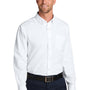 Port Authority Mens Nailhead Easy Care Long Sleeve Button Down Shirt w/ Pocket - White