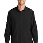 Port Authority Mens Daybreak Moisture Wicking Long Sleeve Button Down Shirt w/ Double Pockets - Deep Black