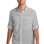 Port Authority Mens Daybreak Moisture Wicking Long Sleeve Button Down Shirt w/ Double Pockets - Gusty Grey