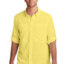 Port Authority Mens Daybreak Moisture Wicking Long Sleeve Button Down Shirt w/ Double Pockets - Yellow