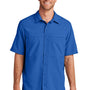Port Authority Mens Daybreak Moisture Wicking Short Sleeve Button Down Shirt w/ Double Pockets - True Royal Blue