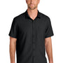 Port Authority Mens UV Dockside Moisture Wicking Short Sleeve Button Down Shirt w/ Pocket - Deep Black
