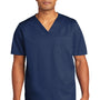 Wonderwink Unisex WorkFlex Short Sleeve V-Neck Shirt w/ Pocket - Navy Blue