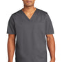Wonderwink Unisex WorkFlex Short Sleeve V-Neck Shirt w/ Pocket - Pewter Grey