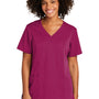 Wonderwink Womens Premiere Flex Short Sleeve V-Neck Shirt w/ Pockets - Wine