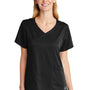 Wonderwink Womens Premiere Flex Short Sleeve V-Neck Mock Wrap Shirt w/ Pockets - Black