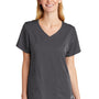 Wonderwink Womens Premiere Flex Short Sleeve V-Neck Mock Wrap Shirt w/ Pockets - Pewter Grey
