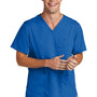 Wonderwink Mens Premiere Flex Short Sleeve V-Neck Shirt w/ Pockets - Royal Blue