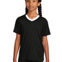Sport-Tek Youth Moisture Wicking Competitor United Short Sleeve V-Neck T-Shirt - Black/White