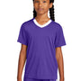 Sport-Tek Youth Moisture Wicking Competitor United Short Sleeve V-Neck T-Shirt - Purple/White