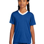 Sport-Tek Youth Moisture Wicking Competitor United Short Sleeve V-Neck T-Shirt - True Royal Blue/White