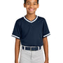 Sport-Tek Youth Tough Mesh V-Neck Baseball Jersey - True Navy Blue - NEW