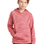 Sport-Tek Youth Electric Heather Moisture Wicking Fleece Hooded Sweatshirt Hoodie w/ Pouch Pocket - Deep Red Electric - Closeout
