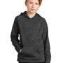Sport-Tek Youth Electric Heather Moisture Wicking Fleece Hooded Sweatshirt Hoodie w/ Pouch Pocket - Grey Black Electric