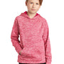 Sport-Tek Youth Electric Heather Moisture Wicking Fleece Hooded Sweatshirt Hoodie w/ Pouch Pocket - Power Pink Electric - Closeout