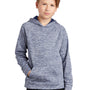 Sport-Tek Youth Electric Heather Moisture Wicking Fleece Hooded Sweatshirt Hoodie w/ Pouch Pocket - True Navy Blue Electric