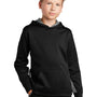 Sport-Tek Youth Sport-Wick CamoHex Moisture Wicking Fleece Hooded Sweatshirt Hoodie w/ Pouch Pocket - Black/Dark Smoke Grey
