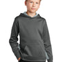 Sport-Tek Youth Sport-Wick CamoHex Moisture Wicking Fleece Hooded Sweatshirt Hoodie w/ Pouch Pocket - Dark Smoke Grey/White
