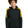 Sport-Tek Youth Sport-Wick Moisture Wicking United Fleece Hooded Sweatshirt Hoodie w/ Pouch Pocket - Black/Gold