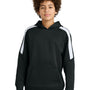 Sport-Tek Youth Sport-Wick Moisture Wicking United Fleece Hooded Sweatshirt Hoodie w/ Pouch Pocket - Black/White