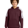 Sport-Tek Youth Sport-Wick Moisture Wicking United Fleece Hooded Sweatshirt Hoodie w/ Pouch Pocket - Maroon/White