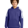 Sport-Tek Youth Sport-Wick Moisture Wicking United Fleece Hooded Sweatshirt Hoodie w/ Pouch Pocket - Purple/White