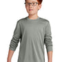Sport-Tek Youth Competitor Moisture Wicking Long Sleeve Crewneck T-Shirt - Heather Concrete Grey