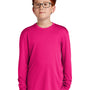 Sport-Tek Youth Competitor Moisture Wicking Long Sleeve Crewneck T-Shirt - Raspberry Pink - Closeout