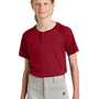 Sport-Tek Youth Moisture Wicking Competitor 2-Button Short Sleeve Henley - Deep Red